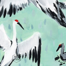 Load image into Gallery viewer, Cranes on Mint, Original Painting on Board