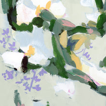 Load image into Gallery viewer, Close-up detail of Antiquity floral artwork showing expressive brushwork, layered color, and botanical forms