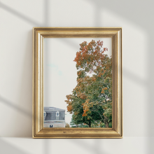 Load image into Gallery viewer, Vertical Fall Foliage Art framed in gold