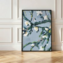 Load image into Gallery viewer, Framed Flora Babylonica floral wall art by Hilly Holmes displayed in a traditional interior with black frame