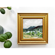 Load image into Gallery viewer, Gold Mountain Landscape, Original Painting on Canvas Board