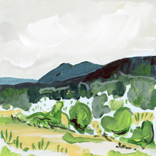 Load image into Gallery viewer, Gold Mountain Landscape, Original Painting on Canvas Board