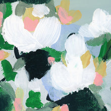 Load image into Gallery viewer, Close-up detail of June floral artwork showing expressive brushwork, layered color, and abstract botanical forms