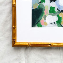 Load image into Gallery viewer, June floral art print by Hilly Holmes featuring white flowers, fresh green foliage, and soft pastel accents