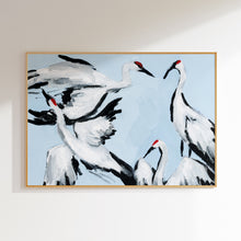 Load image into Gallery viewer, Sandhill Crane Grouping on Light Blue, Fine Art Print
