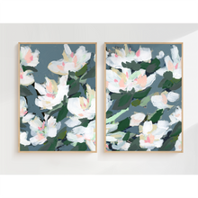 Load image into Gallery viewer, Midnight Garden, Hague Blue, Abstract Floral, Set of 2 Prints