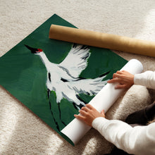 Load image into Gallery viewer, Single Crane in Flight (Deep Green), Fine Art Print
