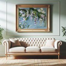 Load image into Gallery viewer, The Hanging Garden floral wall art styled in a traditional interior with natural wood frame