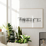 Coastal Line Drawing, West Beach, Fine Art Print