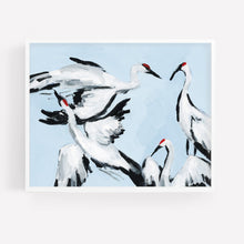 Load image into Gallery viewer, Sandhill Crane Grouping on Light Blue, Fine Art Print
